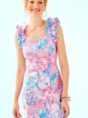 NWT Lilly Pulitzer Steffi Stretch Shift Dress Viva La Lilly size 12